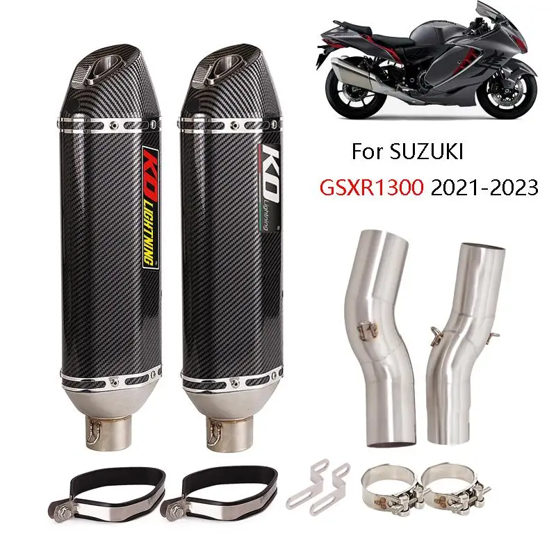 

For SUZUKI GSXR1300 2021-2023 51mm Motorcycle Exhaust Mid Connect Pipe Left&Right Muffler Escape With DB Killer Stainless Steel