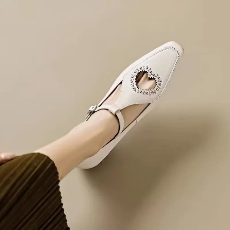 2024 NEW Woman Flat Shoes French Style Daily Simple Shoes Sheepsuede Retro Flats Spring Autumn Buckle Strap Mary Jane Low Heels