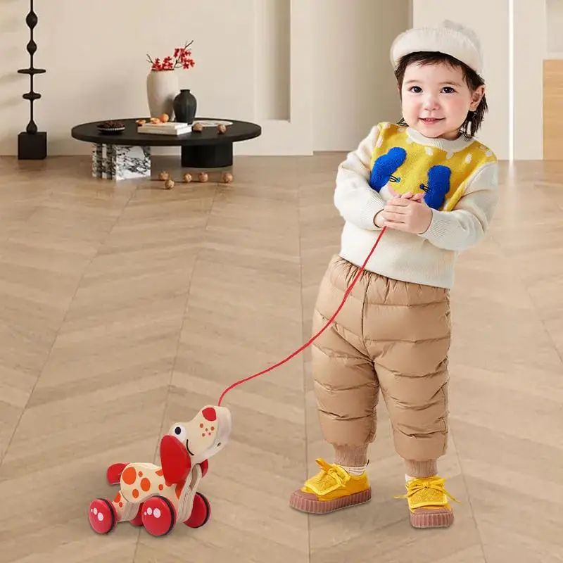 Puxar ao longo brinquedo de caminhada de madeira puxar ao longo brinquedo da criança empurrar desenvolvimento puxar brinquedos crianças brinquedo com corda para meninos &