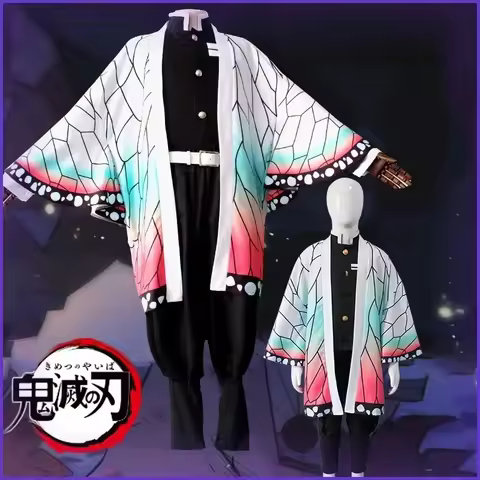 Anime Kimetsu No Yaiba Kochou Shinobu Cosplay Costume Wig Set Kimono Uniform Halloween Anime Costumes for Adult Kids