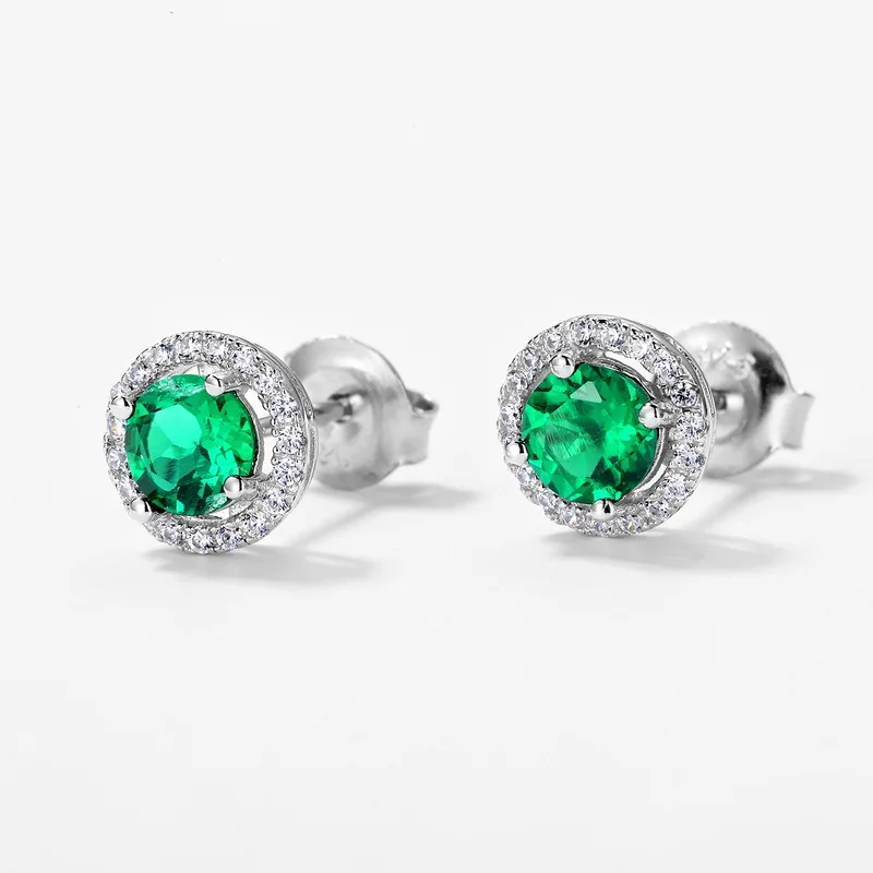 S925 Pure Silver Earrings Cultivated Emerald Earrings