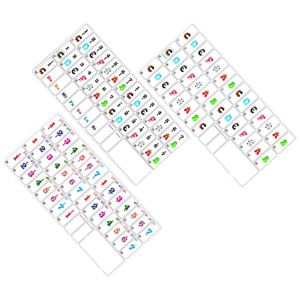 

3 Pcs Electronic Piano Stickers Keyboard Note Strips Chart Tool Tools Pvc Letter Labels Learning