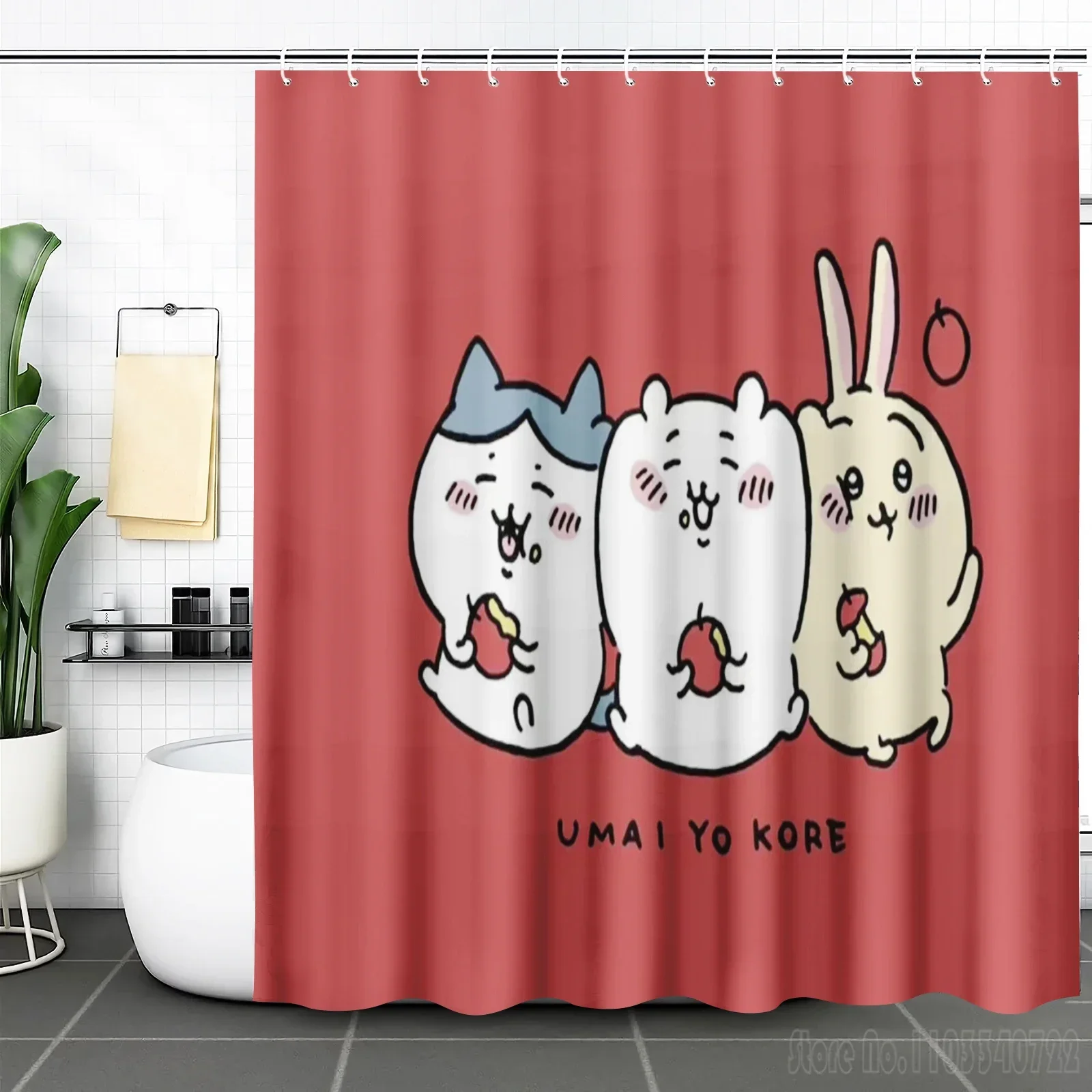 Anime Chiikawa Shower Curtain Screen Sets Full Setluxury Cartoon Funny Bath Curtains with Hooks for Bathroom Decor Waterproof