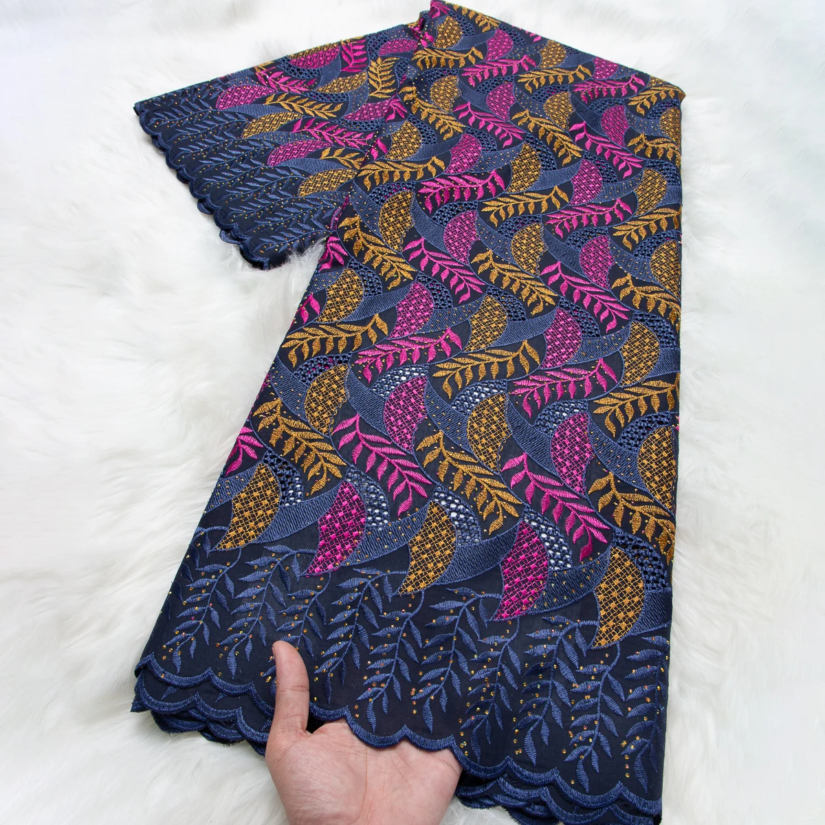 tissu-en-dentelle-de-coton-africain-de-5-yards-bleu-marine-avec-broderie-de-feuilles-roses-et-dorees-dentelle-suisse-en-voile-pour-tenue-de-fete-traditionnelle