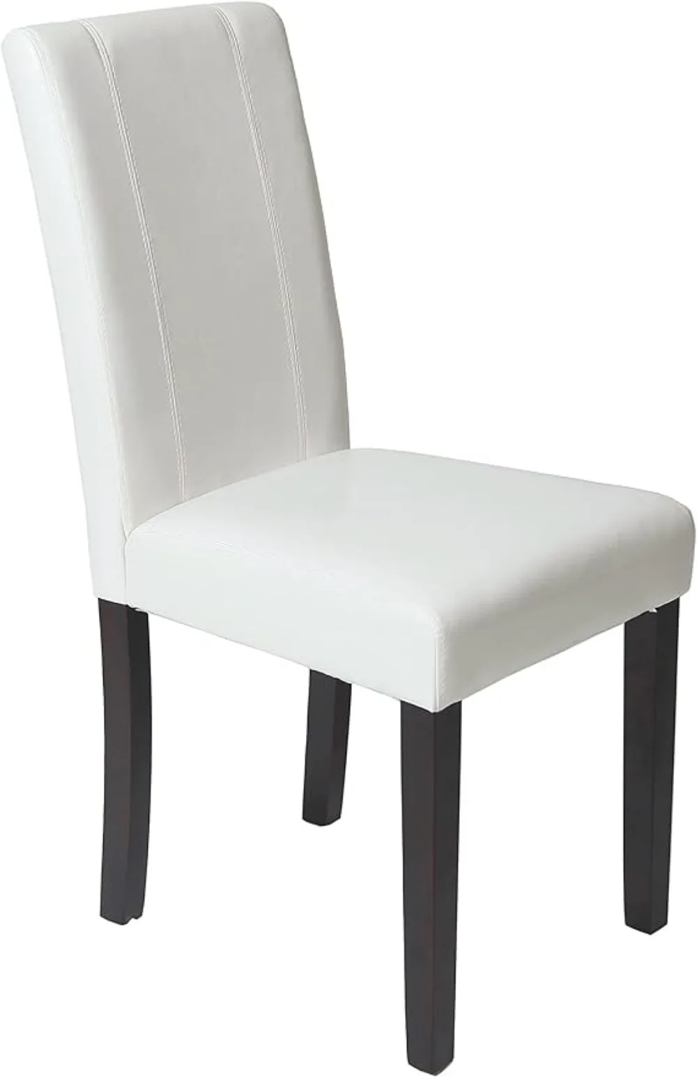 Roundhill Furniture Urban Style Solid Wood Leatherette Padded Parson Chair, Off-White, Set of 2