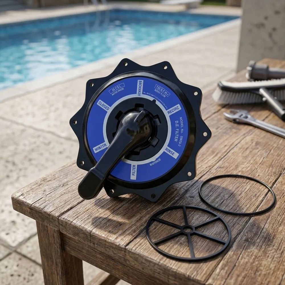 Swimming Pool Filtration System Swimming Pool Filtration 2-Inch Multi-Port Valve for top Cap 2-Inch Diameter Connection