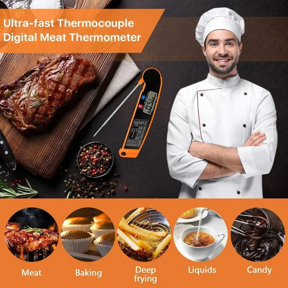 Foldable Digital Food Thermometer for Meat Water Milk Cooking Food Probe Fry BBQ Temperature Gauge Oven Thermometer Kitchen Tool