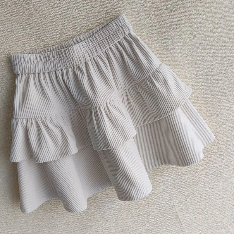 Kids Girls Cute Cake Skirts 2025 New Fashion Teenage Girls Corduroy Autumn Winter Skirt Spring Autumn Clothing Korean Style