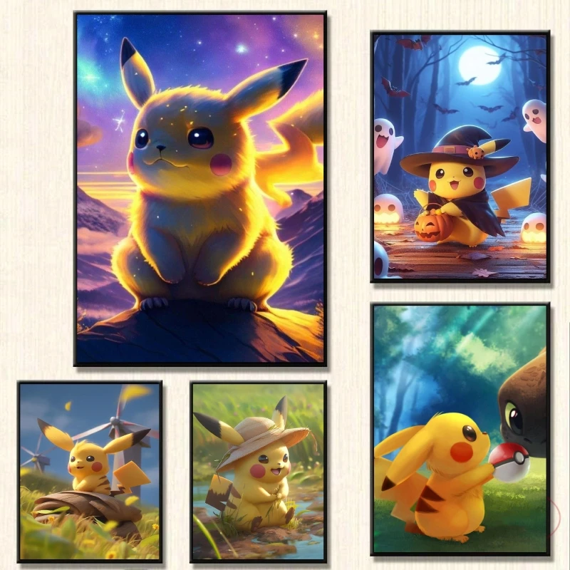 

Poster and Painting Pokemon Pikachu Children Gifts Modular Prints Hanging Kid Action Figures Wall Art Decorative Picture