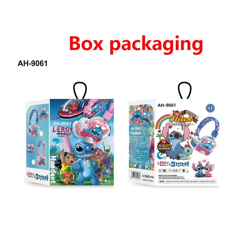 Neue Disney Stich Drahtlose Bluetooth Kopfhörer AH-9061 HIFI Stereo Sound Faltbare Headsets mit Mikrofon Anime Cartoon Kinder Geschenk