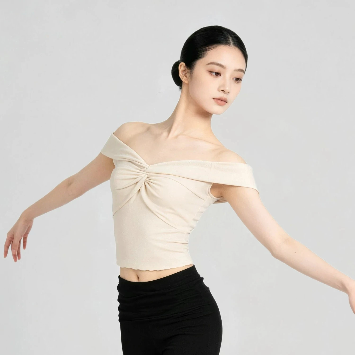 New Summer Products Women One Off shoulder Neckline Collar Fungus Edge Dance Top for Ballet Samba Line Dance Outfits