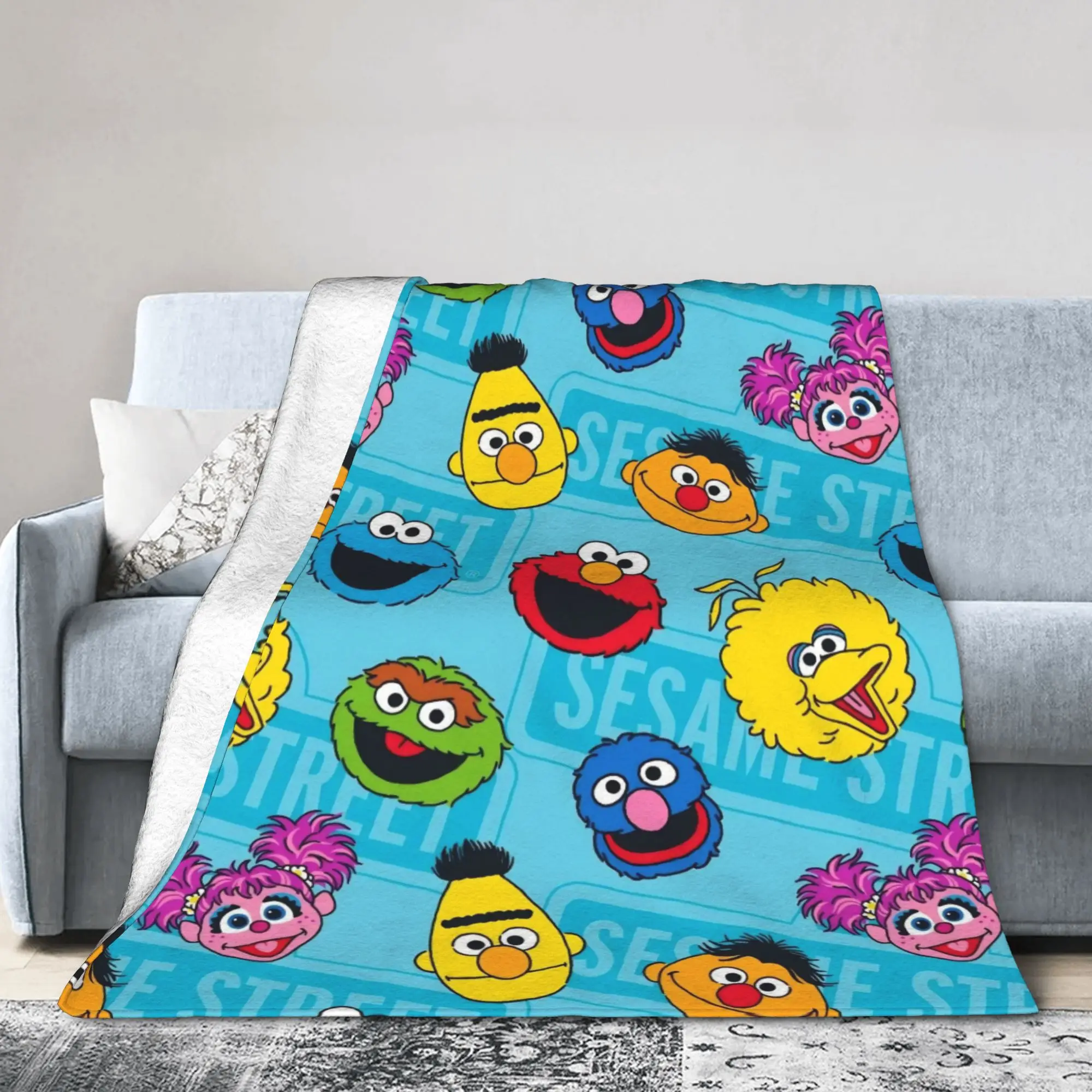 Sesames Streets Flannel Blankets Cookie Monster Customized Throw Blanket for Home 125*100cm Rug Piece,