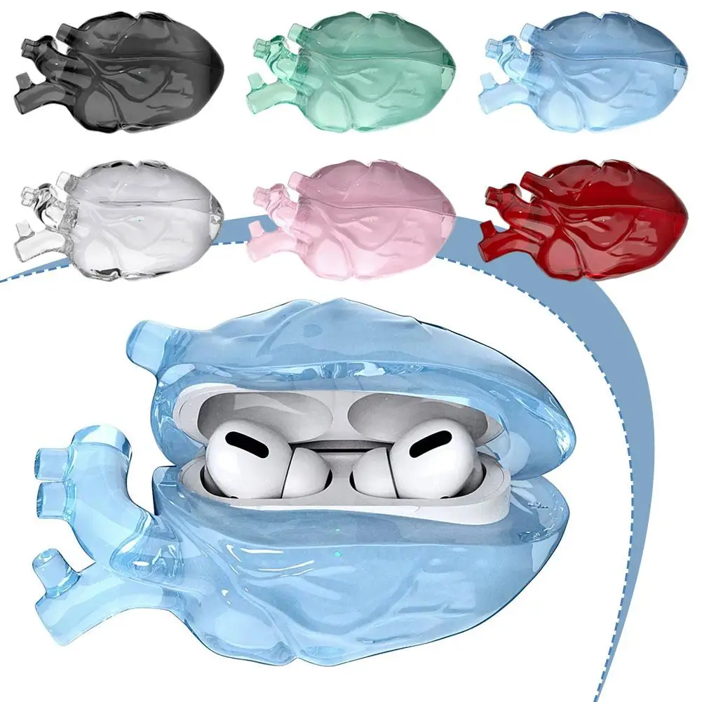 AirPods 4 保護カバー液体透明肌に優しいシリコーンイヤホンケースユニークなハート型イヤホンバッグ