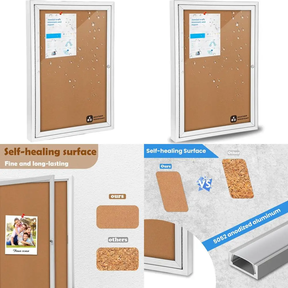 

Weatherproof Outdoor Enclosed Bulletin Board, 36x24, Lockable, Tamper-Resistant, Aluminum Frame, Suitable for Schools and Office