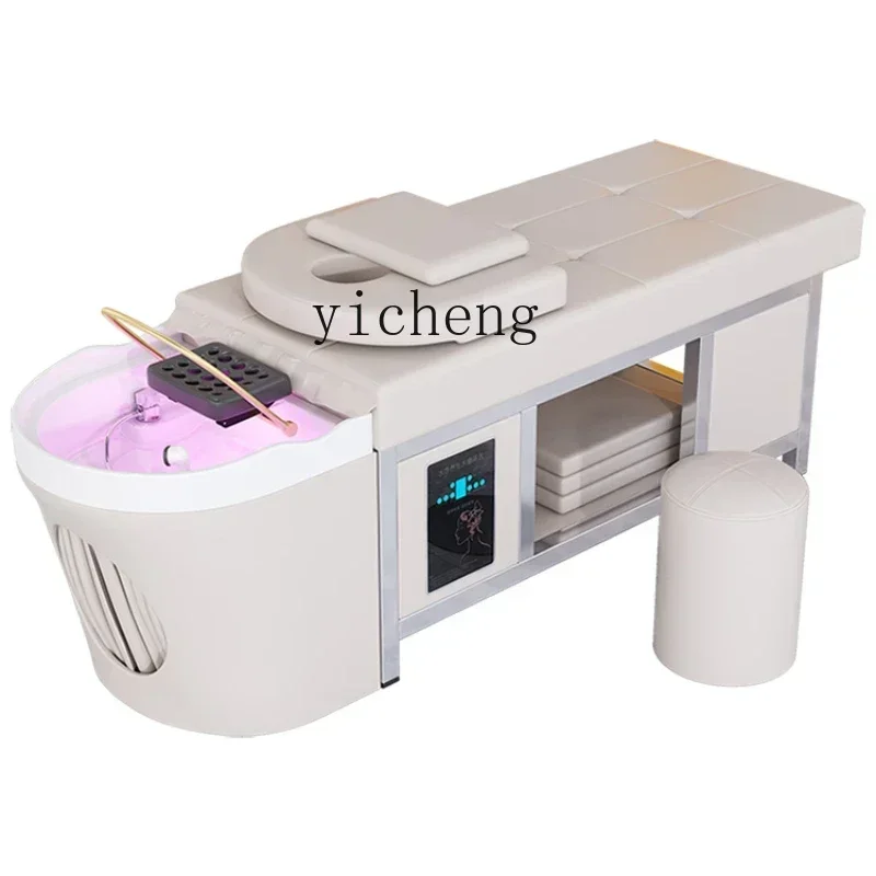 Stainless Steel Shampoo Chair Beauty Salon with Fumigation Water Circulation Massage Integrated Bed