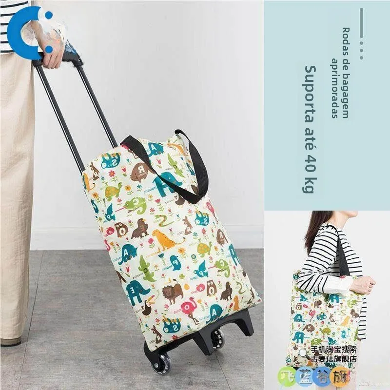 portable-shopping-cart-vegetable-buying-hand-pulling-cloth-bag-home-use-luggage-stainless-steel-body-retractable-handle