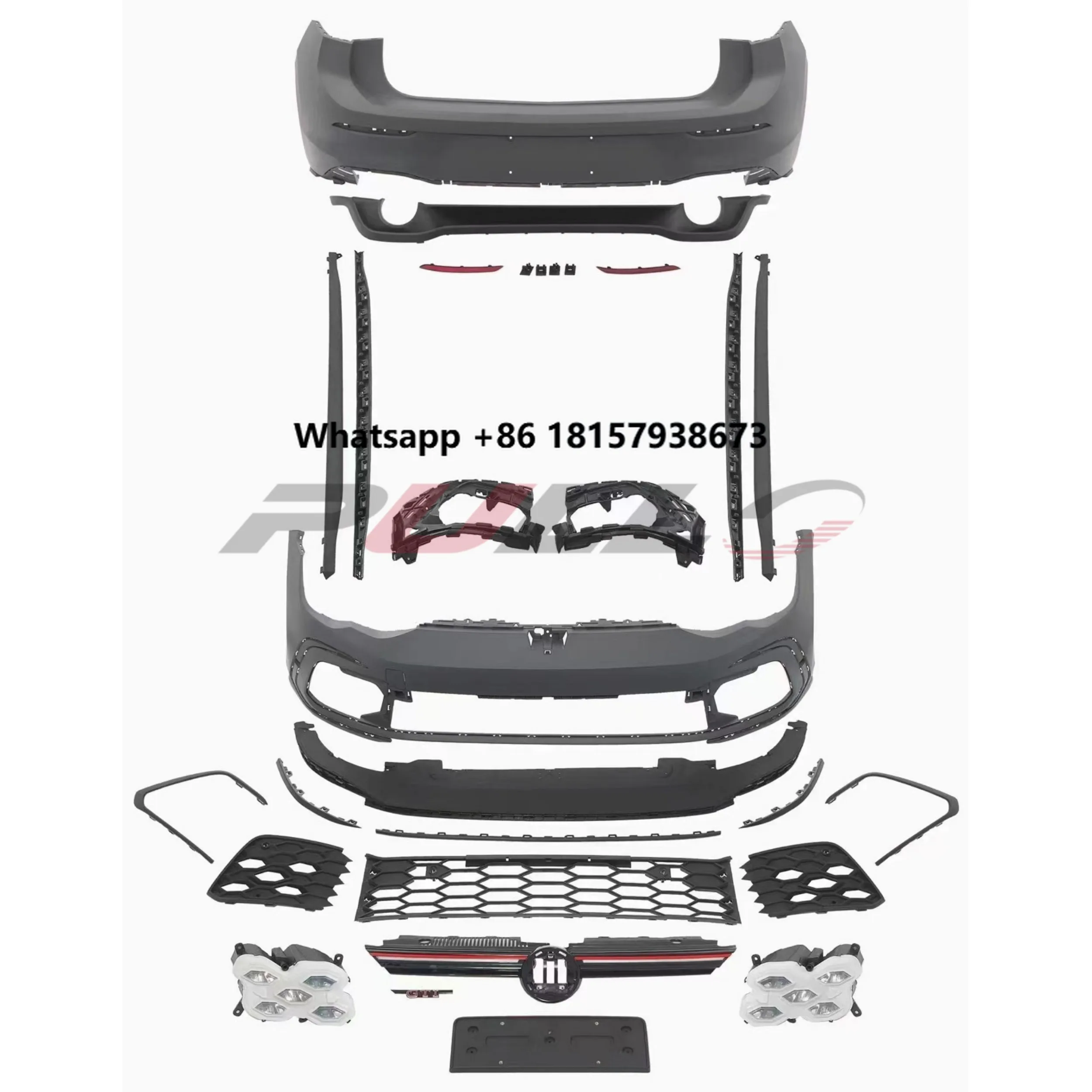 

Body Kit for Golf 8 GTI Model Include Front and Rear Bumper Assembly with Side Skirts Rear Diffuser Fog Lamps