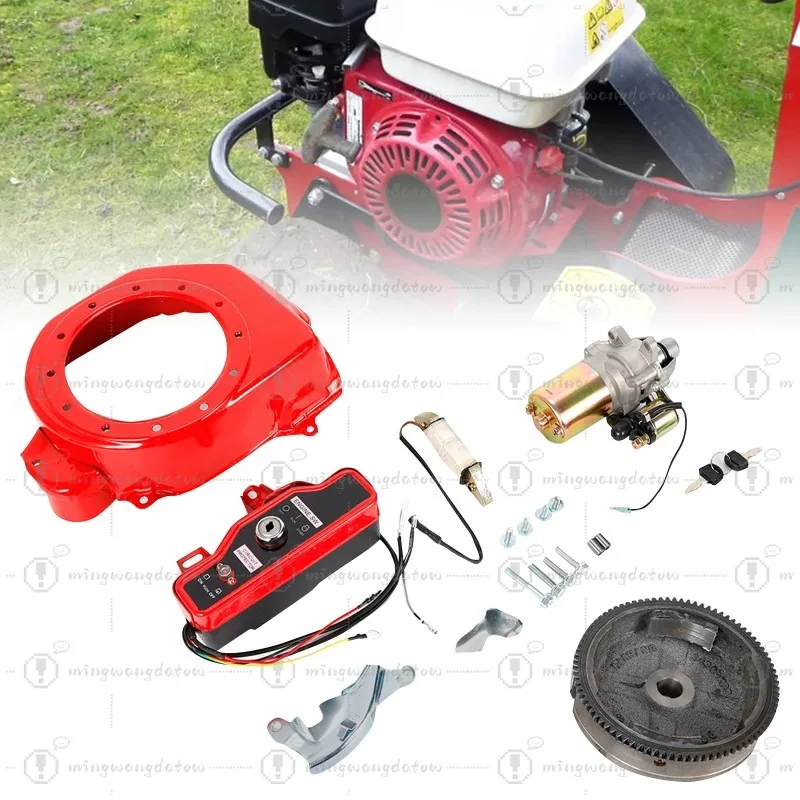 Electric Start Flywheel Starter Motor Kit with Key Switch Box and Coil for GX160 5.5HP GX200 6.5HP / GX340 11HP GX390 13HP