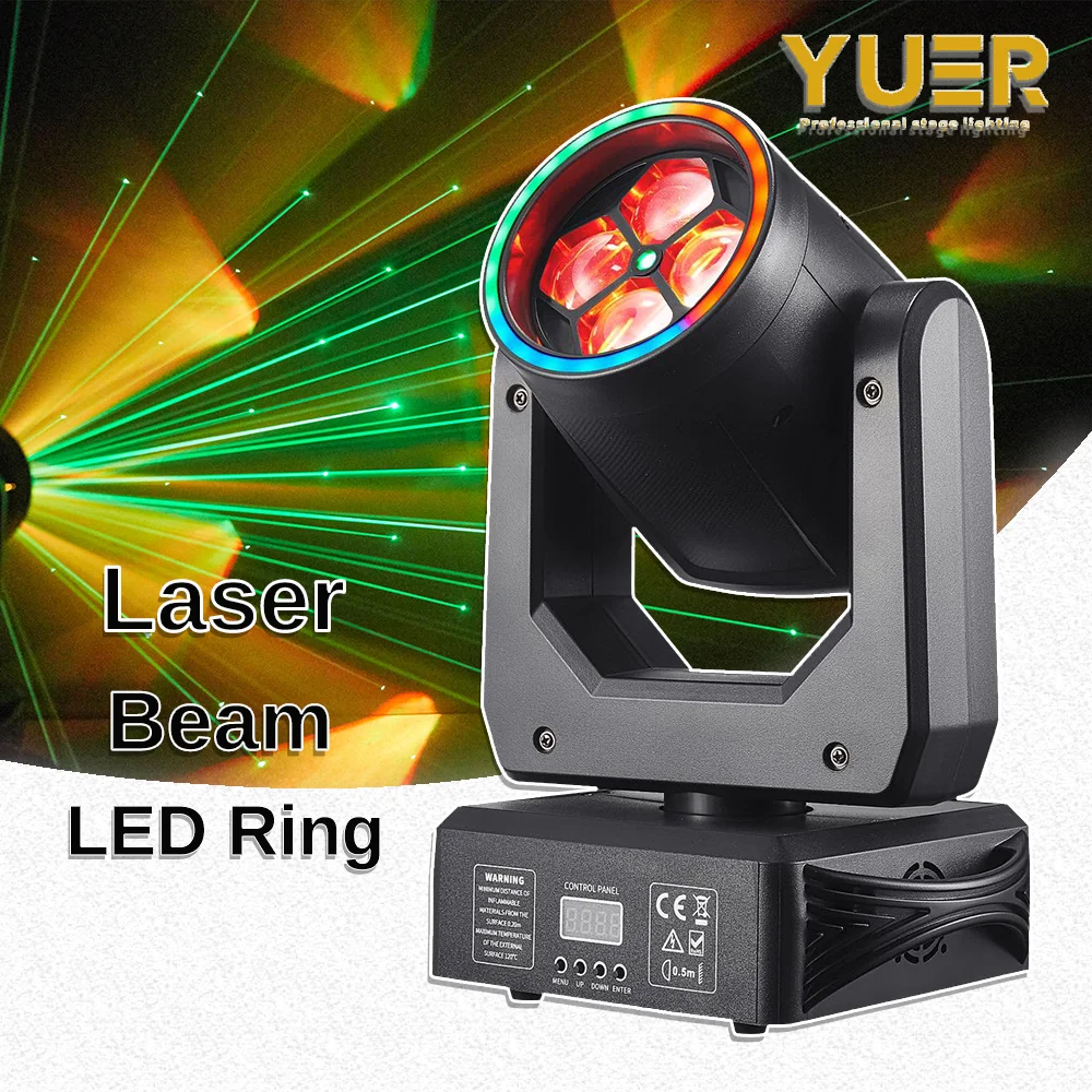

YUER 150W LED 4×25W RGBW 4-in-1 Bee Eye Laser Moving Head Light Disco DJ Christmas Bar Club Professional Stage Effect Light