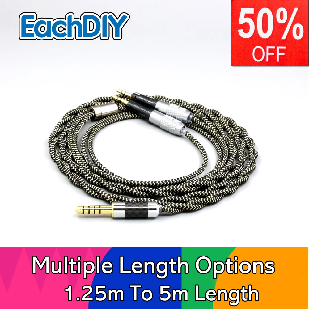 2 Core 2.8mm Litz OFC Earphone Shield Braided Sleeve Cable For Audio-Technica ATH-R70X Headphone Headset LN008054