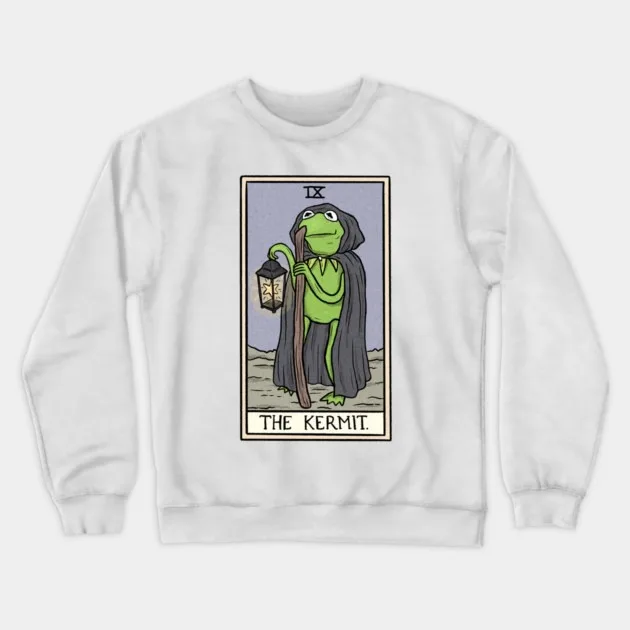 

Autumn and Winter Pop - Culture Tarot Frog Sweatshirt, "The Kermit Tarot Graphic" for A Trendy Look