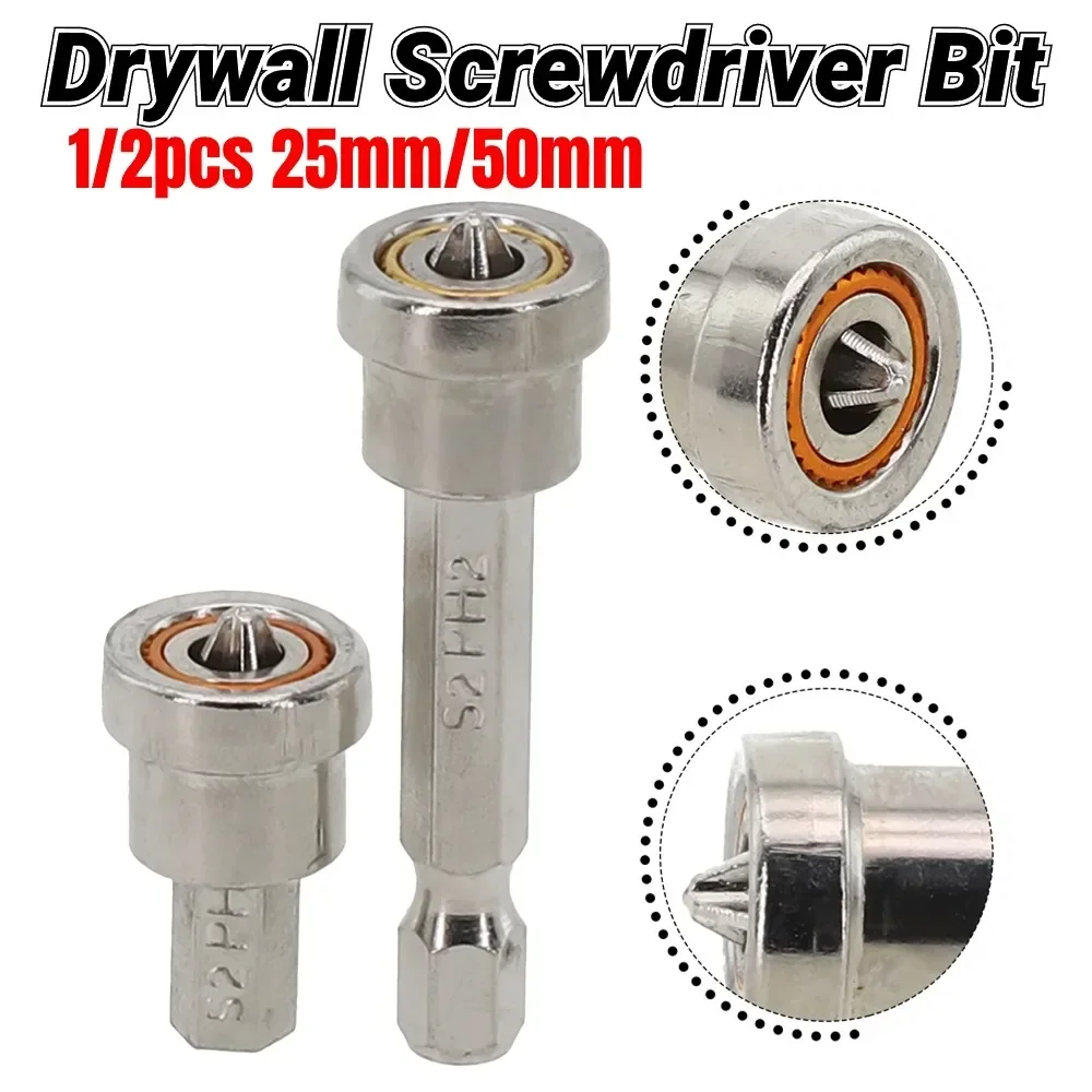 

1-2Pcs 25mm 50mm Plasterboard Positioning Screwdriver Bits Magnetic Ring 1/4inch Hex Shank Screws Locating Batch Head