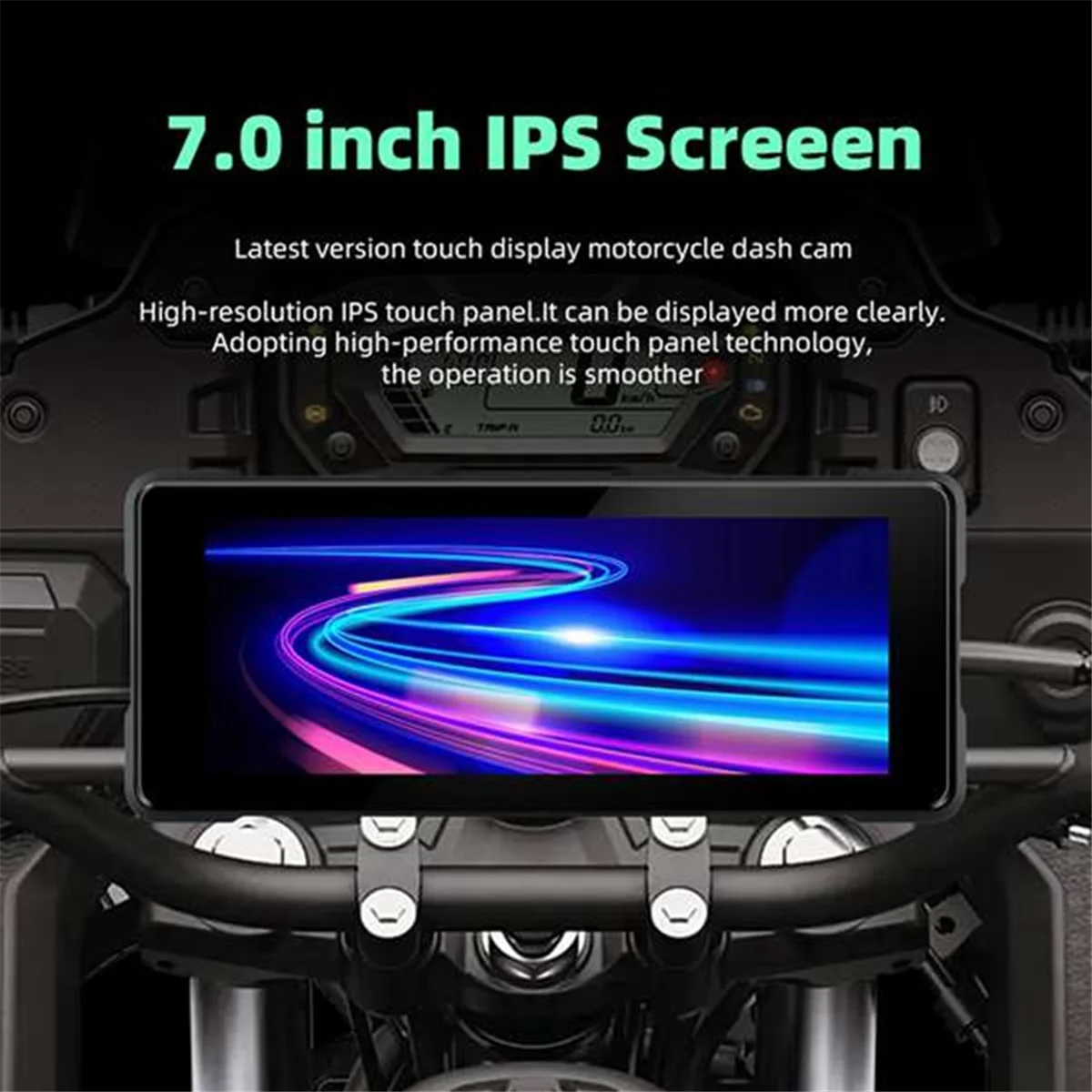 

7 Inch Motorcycle Wireless Carplay & Android Auto Front Rear Camera Dual Bluetooth DVR GPS Navigation Display