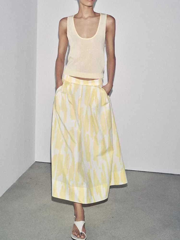 Summer 2025 New Arrival Women's Fashion Sexy Sweet Printed Comfortable Midi Skirt A-Line Standard Waist Long Commute Floral