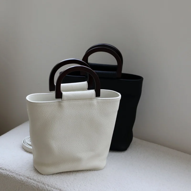 

genuine leather bags for women designer luxury Retro Handheld Shoulder Crossbody sac a mains femme high quality black Bucket Bag