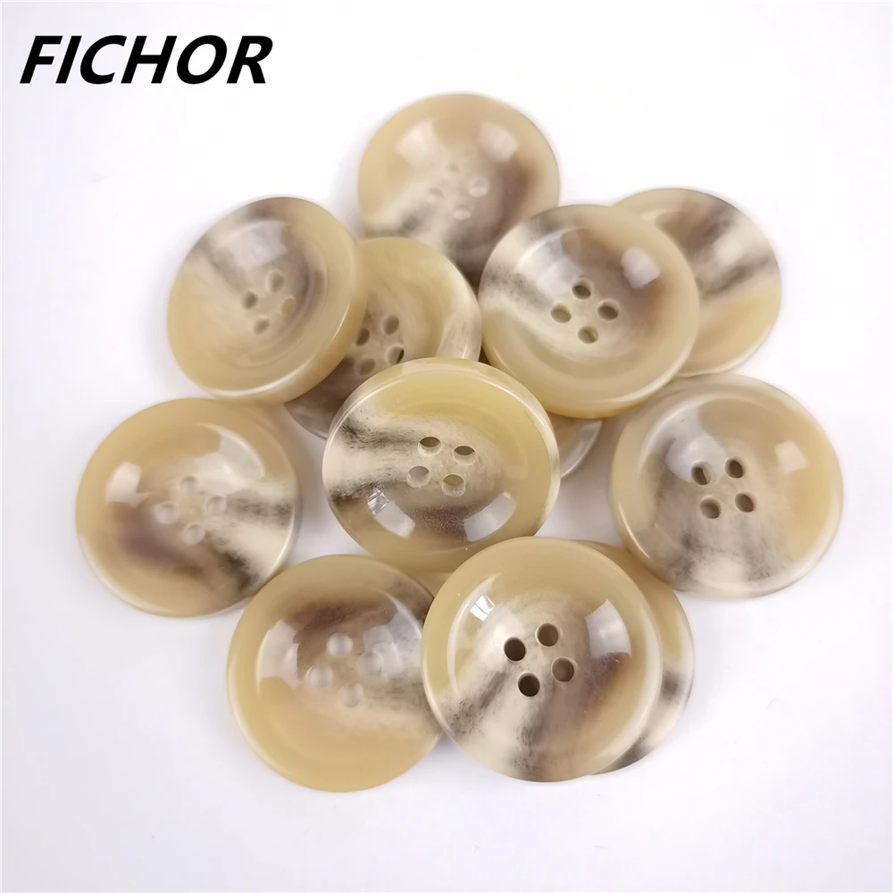 

10/20pcs 25mm 4 Holes Resin Imitation Horn Buttons For Clothing Coat Sweater Suit Cardigan Black Sewing Accessories Wholesale