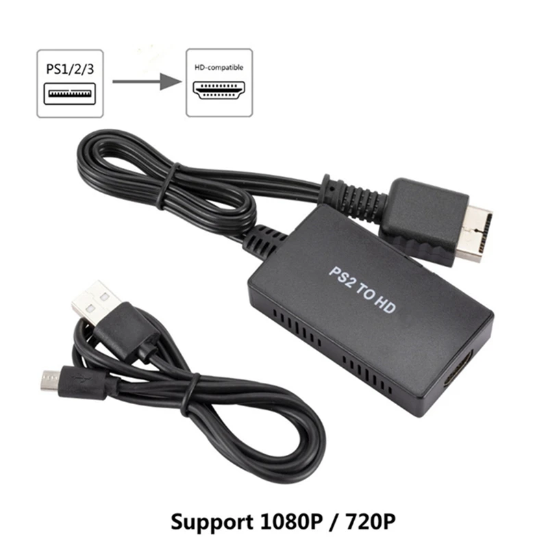 

For PS2 to HD Audio Video Converter Adapter 1080P Support for PS1/2/3 Display Modes for HDTV PC Full HD Cable Adapter