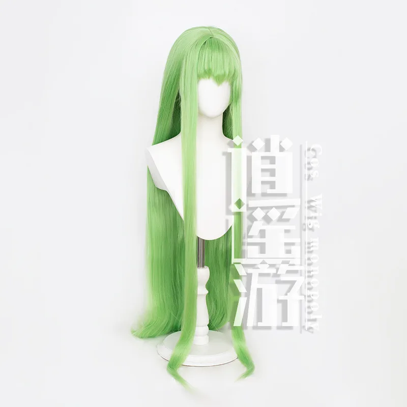 Código Geass CC. Peluca de cosplay Simulación Cuero cabelludo Top Verde Largo Recto Regalo de Halloween