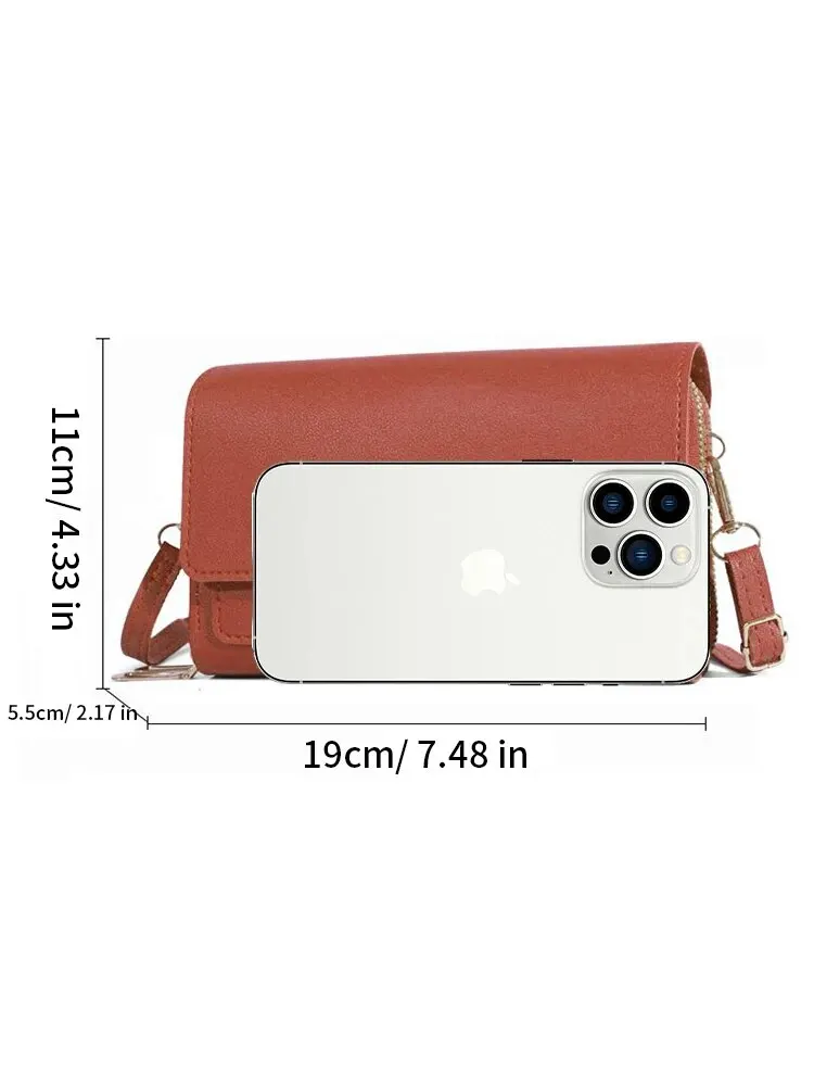 Portfel ze skóry PU Mini portmonetka Crossbody o dużej pojemności z regulowanym paskiem na ramię dla kobiet