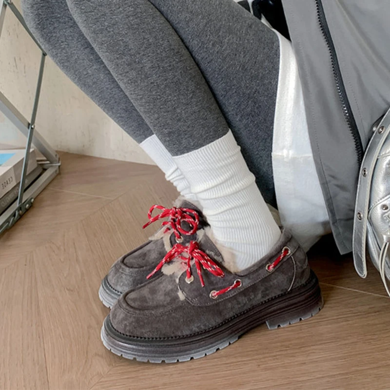 Women's Real Leather Flat Snow Boots - Sizes 34-40