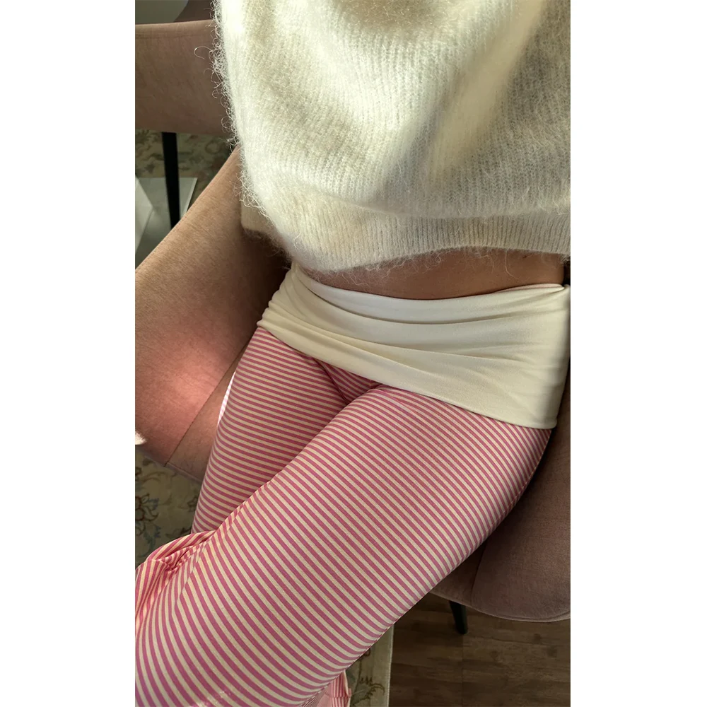 Mallas acampanadas de cintura baja y2k a rayas para mujer, pantalones de Yoga para gimnasio, Fitness, entrenamiento, correr, deporte, pantalones de pierna ancha