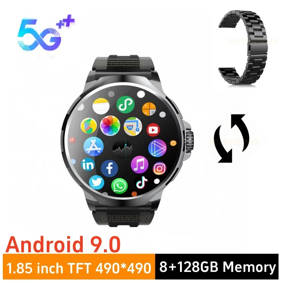 

4G Smart Watch 1.85 Inch Screen 180° Telescopic Rotating HD Camera WIFI GPS Tracking 4G Full Nework Android 9.0 Smartwatch