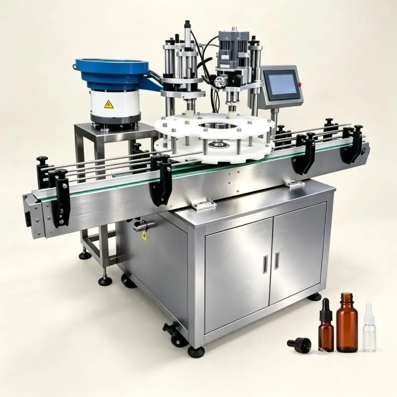Bottle Cap Flip Snap-On Assembly Amber Botyle Dorica Plastic Botel Lid Capping Machine with Conveyor