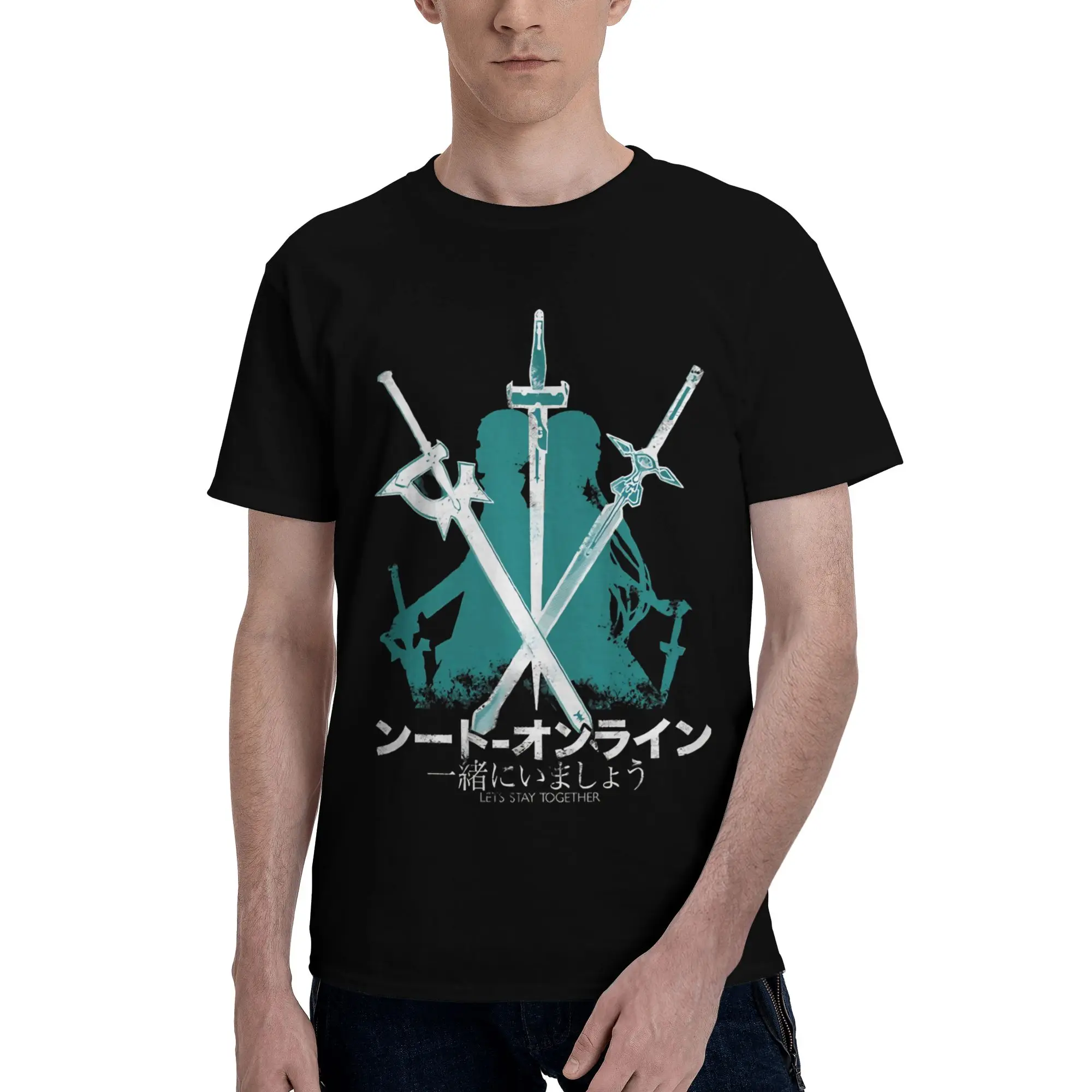 Sword Art Online  Funny Graphic 100% Cotton T-Shirt Bandai SAO Tops Tees For Men