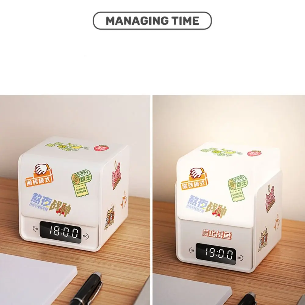 Multi-function Tri Color Time Cube Night Light Soft Light LED Clock Light ABS Portable Sleep Light Gift