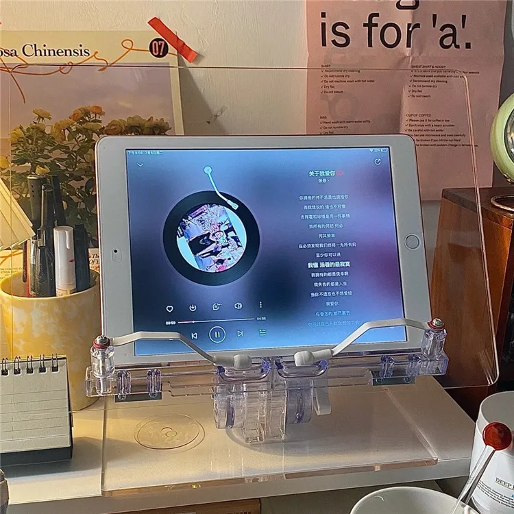 Transparent Acrylic Adjustable Lift Simple Bookshelf Tablet Ipad Desktop Bracket Book Clip Fixed Children's Book Clip Artifact