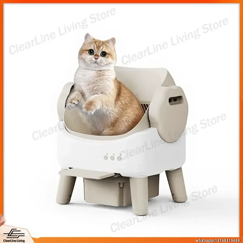 Automatic Large Capacity Cat Litter Box for Home Use Stainless Steel PP ABS Open Design Self Cleaning Smart Cat Toilet JQL1