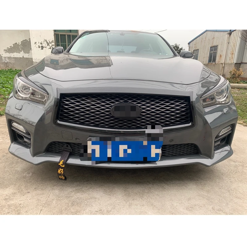 Car Front Grill Mesh Trim Cover for Infiniti Q50 Sedan 4D 2014-2021 Grill Outline Moulding Trim Frame Overlay ABS