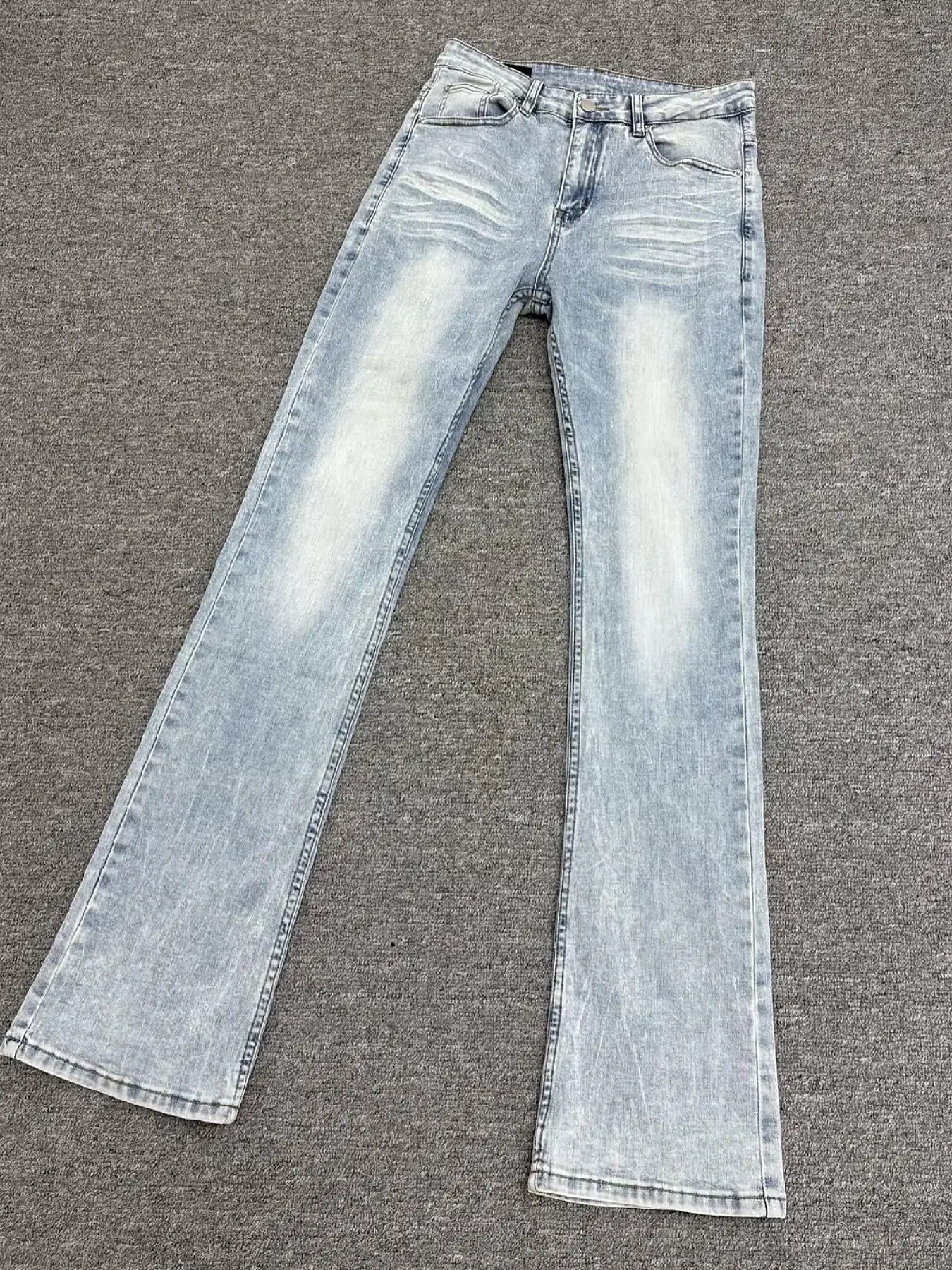 Cleanfit American Retro Washed Ice Blue Lightning Pattern Flared 517 Vintage Casual Versatile Jeans for Men And Women