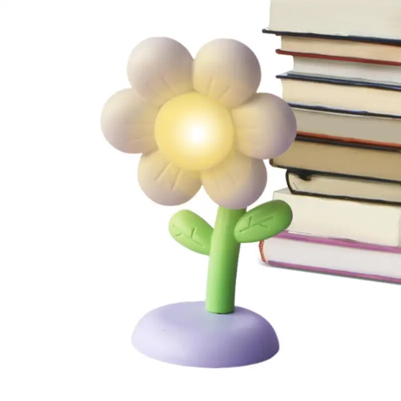 Mini LED Flower Night Light Magnetic Rechargeable Night Lamp Car Ornaments Atmosphere Night Light For Bedroom Kids Gift