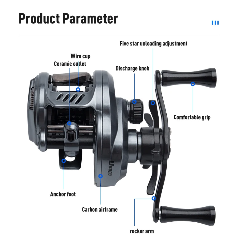 بكرات ليدون يوسوب 7.6:1 نسبة التروس 125 جرام خفيفة 4.5 كجم سحب قوة الطعم صب بكرة الصيد Baitcaster معالجة #2