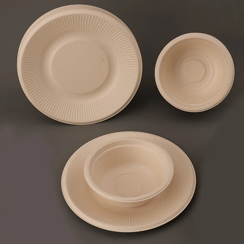 10 stücke Einweg Papier Schalen Abendessen Platten Biologisch Abbaubare Geschirr Für Snack Vorspeise Party Hochzeit Outdoor Lebensmittel Behälter