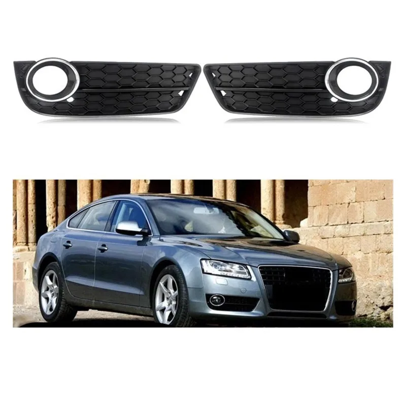 

1Pair Car Front Bumper Fog Light Lamp Grille For Audi A5 2008 2009 2010 2011 2012 Grill Cover Black 8T0807681 8T0807682