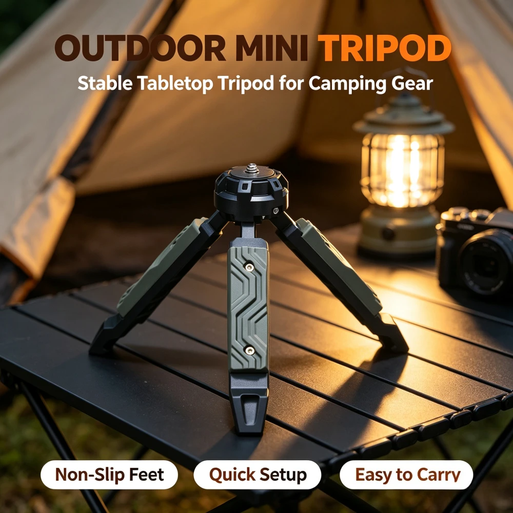 Tactical Wind Tripod Desktop Outdoor Camping Mobile Phone Live Broadcast Micro-single Camera Stabilizer Camping Light Bracket