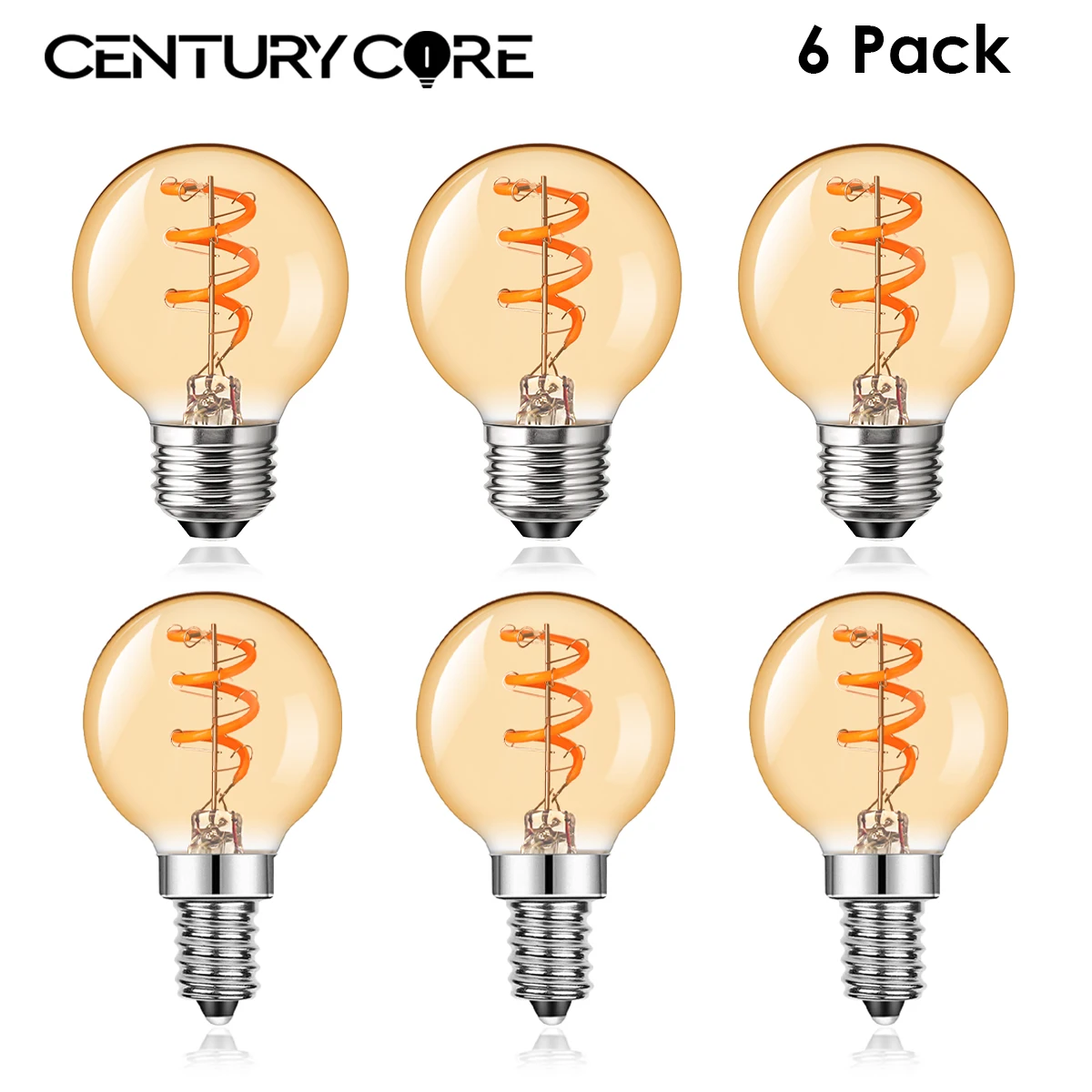 

6Pcs Led Bulb E27 Retro Dimmable G50 E14 3W Edison Spiral Filament Warm White Pendant Replaceable Chandelier Vintage Decor Light