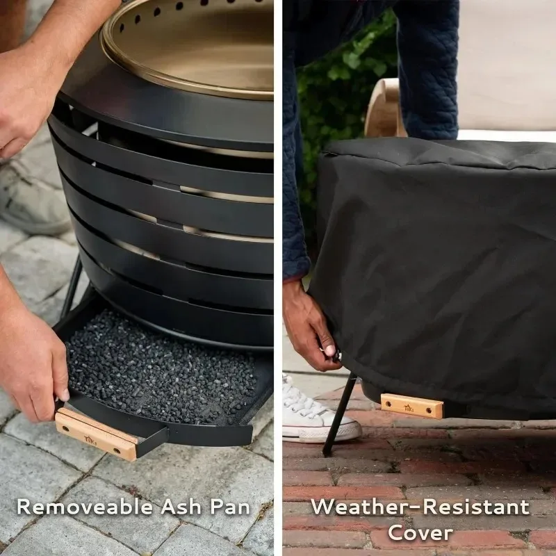 

TIKI Smokeless 24.75 in Patio Fire Pit Wood Burning Outdoor Wood Pack Modern Design with Removable Ash Pan and Cover US
